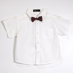 【ベビーフォーマル】蝶ネクタイ付き　半袖　ボタンダウンコットンシャツ 4枚目の画像
