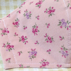 《送料無料》冬用立体布マスク　大人用　ふつうサイズ　コーデュロイ　ピンク花柄　 2枚目の画像