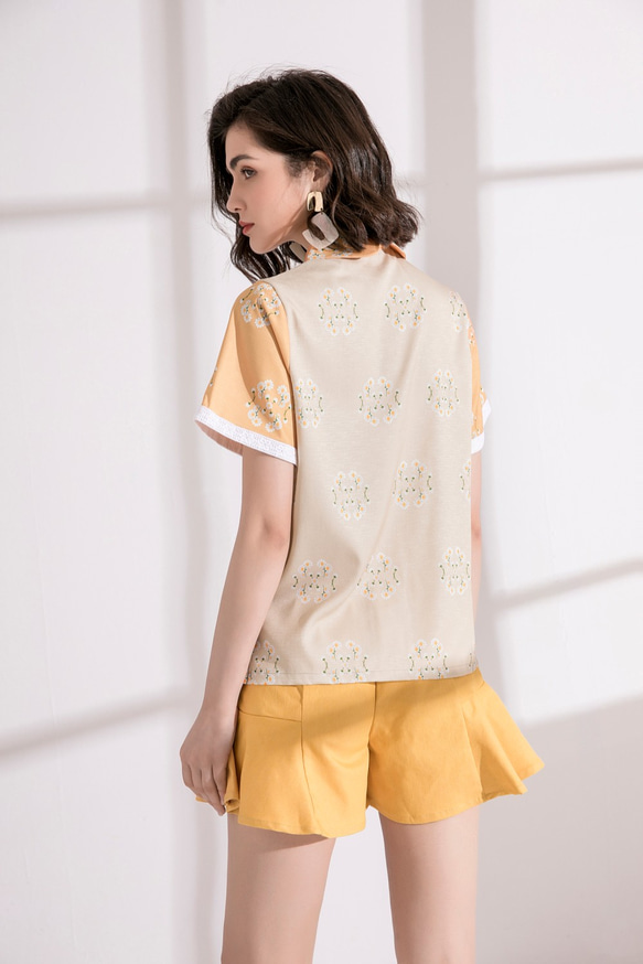 Nega C. 90's inspired Daisy Pattern Shirt--Sunrise 6枚目の画像