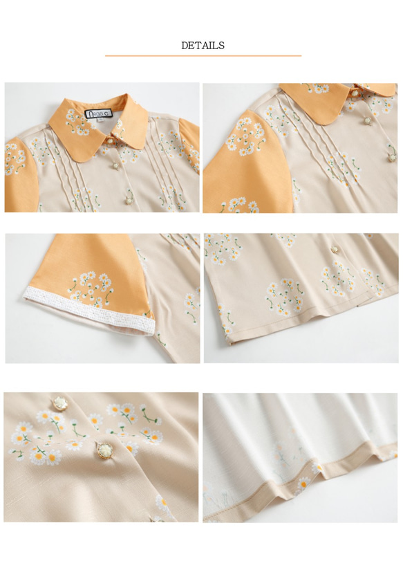 Nega C. 90's inspired Daisy Pattern Shirt--Sunrise 9枚目の画像