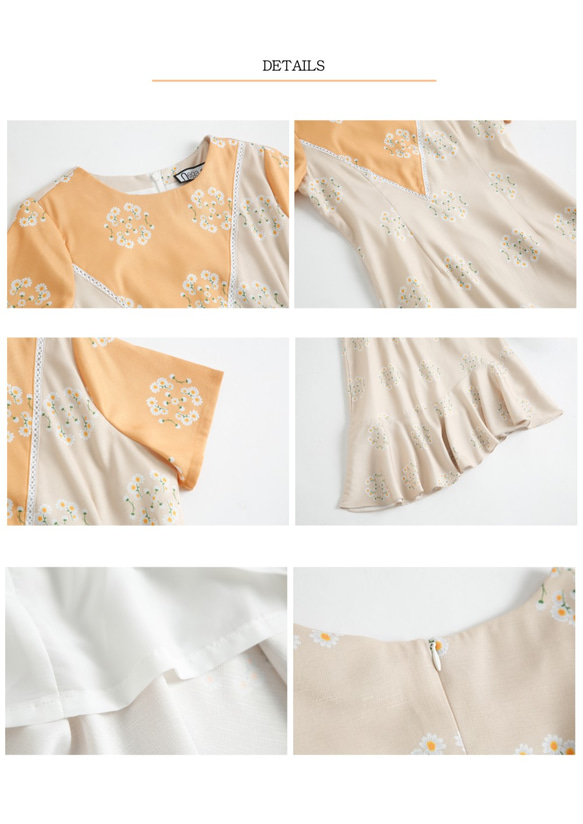 Nega C. Round Neck Dress with Daisy Pattern and ruffle Hem 9枚目の画像