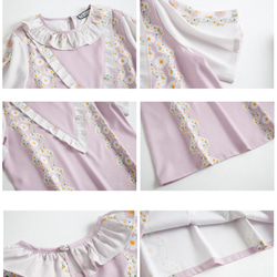 Nega C. Romantic style round neck daisy print top 9枚目の画像