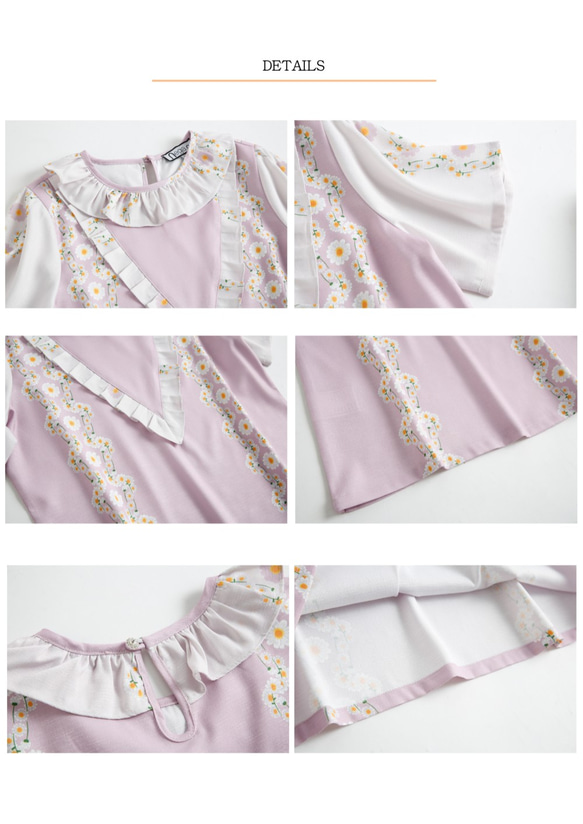 Nega C. 浪漫風V型細褶圓領上衣--粉紫色--無裡襯 第9張的照片