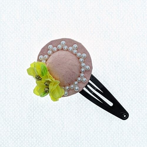 お子様の髪飾りに☆ 発表会や特別なイベントで！ 麦わら帽子のヘアピン