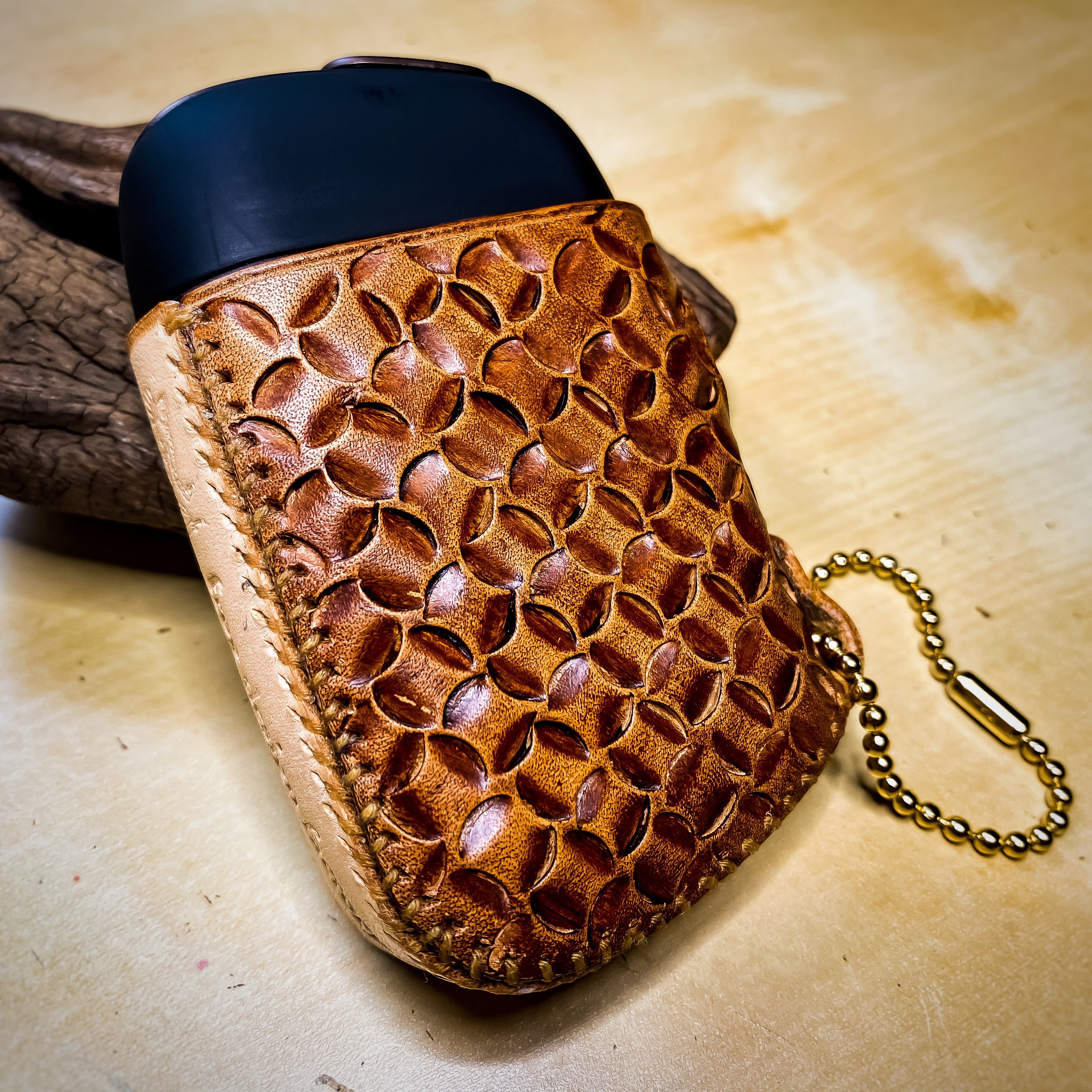 PloomAURA】プルームオーラ 本革製カバー〝髑髏 混〟漆黒 にこ