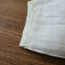 綿レース刺繍生地(光沢)×裏面Wガーゼ 3枚目の画像