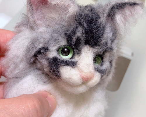 受注商品 猫 ノルウェージャン 羊毛フェルト ハンドメイド 羊毛フェルト 猫 ノルウェージャン オーダー可能 羊毛フェルト ダイヤ
