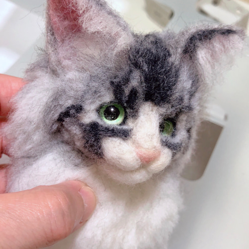 羊毛フェルト 猫 ノルウェージャン オーダー可能 羊毛フェルト ダイヤ