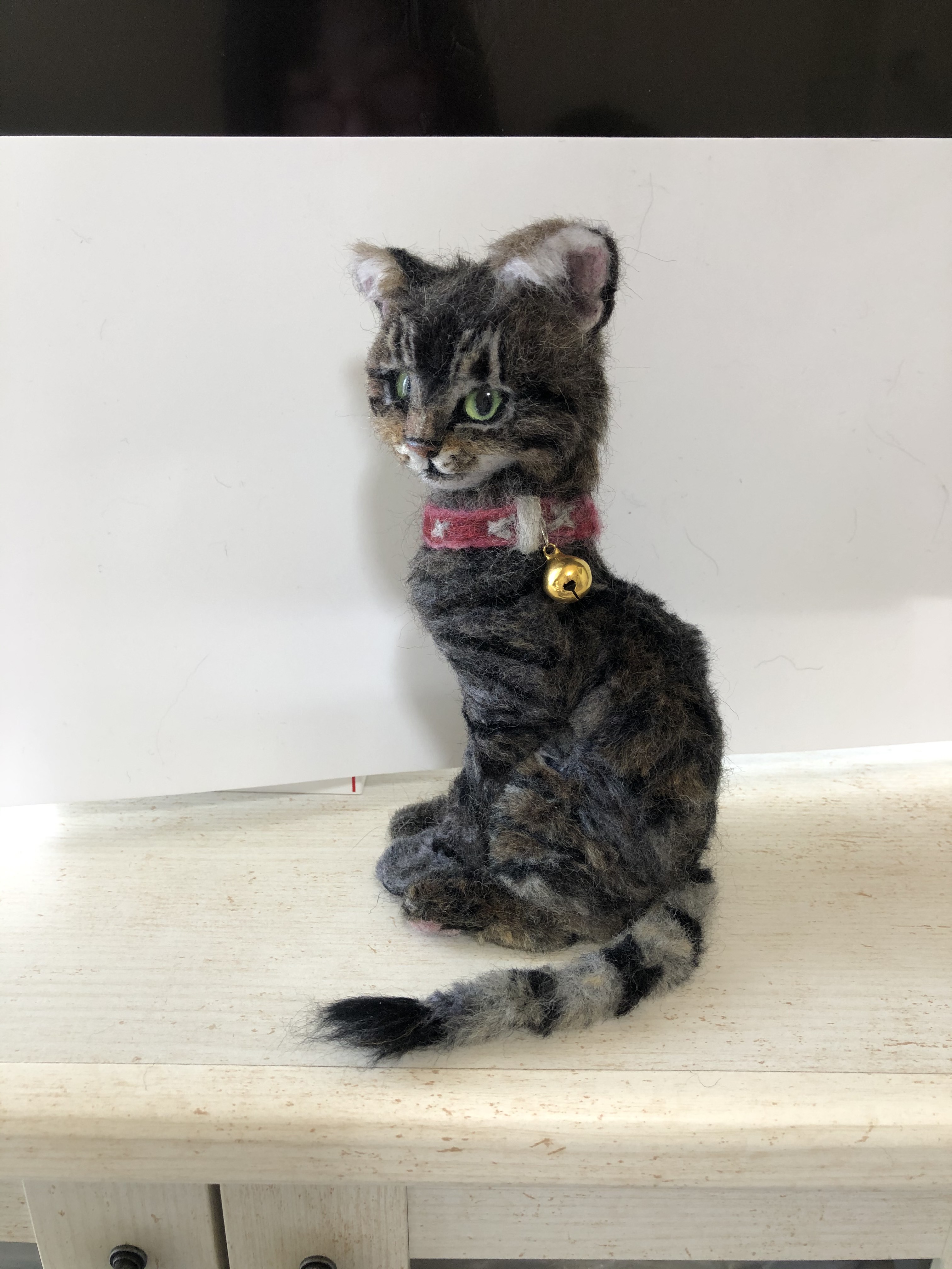 羊毛フェルト　猫　サバトラ猫 ミニチュア サバトラ 手作りキット 羊毛フェルト 猫 | 幸せ