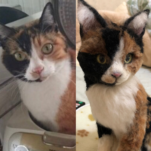 羊毛フェルト 猫 オーダーメイド 受け付け 三毛猫 日本猫 羊毛フェルト 猫 オーダーメイド 受け付け 三毛猫 日本猫