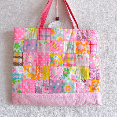 受注生産】個性が光る！パッチワークレッスンバッグ その他入園グッズ