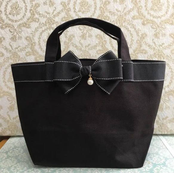 ハンドメイドリボンバッグ　専用　おまとめ品　トートバッグ　リボン Mサイズトートバッグ♡リボンバッグ ステッチ入りリボン トート
