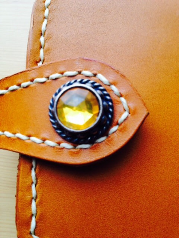 SHINE 【キャメル】　財布 二つ折り 革 栃木レザー クリスタルコンチョ 