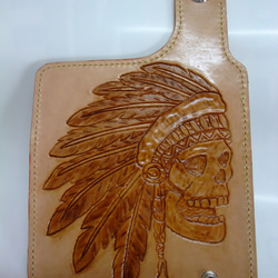 インディアンスカル2】カービング 長財布 革 栃木レザー ウォレット  