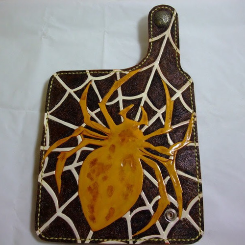 蜘蛛/くも】 カービング長財布 革 栃木レザー 財布 ロングウォレット  