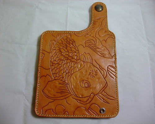 CARP/鯉1】 こい カービング 深彫り 長財布 革 栃木レザー コンチョ 長  