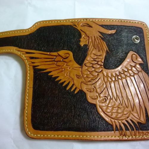 鳳凰/不死鳥】カービング長財布 革 栃木レザー ロングウォレット  