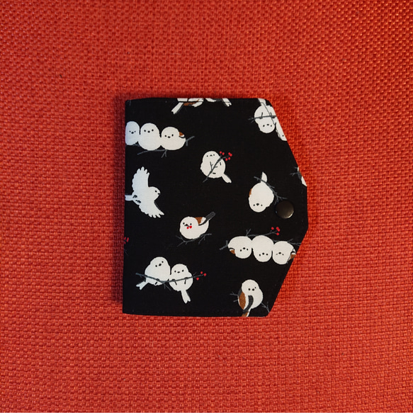 仮置き マスクケース(立体用)  鳥  シマエナガ  黒 2枚目の画像