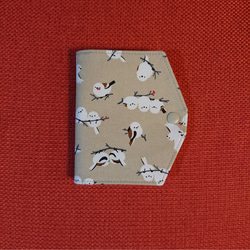 仮置き マスクケース(立体用)  鳥  シマエナガ  ベージュ 2枚目の画像