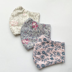 秋の福袋　マスク3個セット　ピンク系カラー　(ミナペルホネンリバティ2点とc&sコラボ刺繍生地 1点) 2枚目の画像
