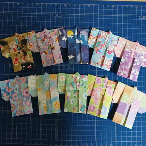 和柄＊着物＊浴衣＊羽織和紙風千代折り紙♪敬老の日、結婚式、ポチ袋