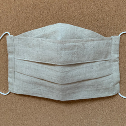 ３色から選べるハーフリネンで涼しい夏用マスク　ポケット付き舟型カジュアル 2枚目の画像