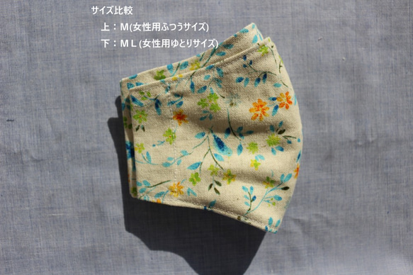 【おとな用】ほんわか花柄ダブルガーゼマスク　フィルターポケット付き　Ｍ/ＭＬ/L/LL サイズ 9枚目の画像
