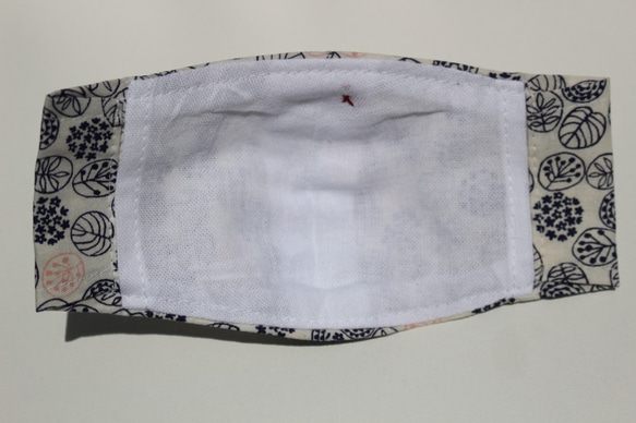 【KIDS】北欧テイスト ボタニカル柄コットンマスク　フィルターポケット付き　こども用(2才-小学校高学年)サイズ 3枚目の画像