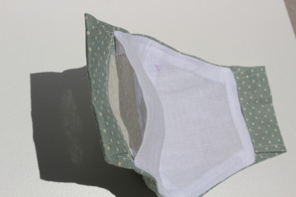 【おとな】ちいさな水玉くすみサックスブルー コットンリネンマスク　フィルターポケット付き　(M/ML/L/LL)サイズ 6枚目の画像