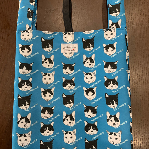 エコバッグ・コンビニサイズ☆撥水加工生地/猫柄・ハチワレ エコバッグ