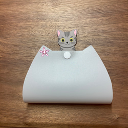 猫　マスクケース　ワイドタイプ　ネコシルエット　マスク保管ケース　マスク仮置き　プチギフト 2枚目の画像