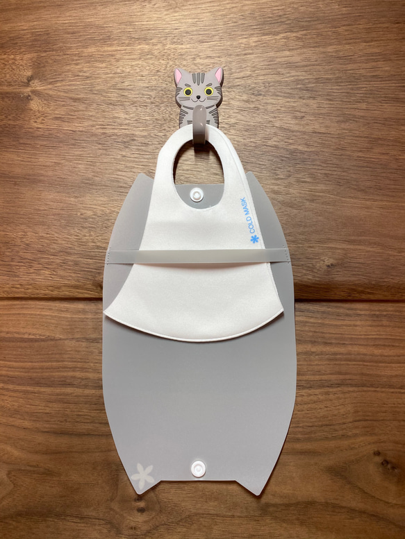 猫　マスクケース　ワイドタイプ　ネコシルエット　マスク保管ケース　マスク仮置き　プチギフト 4枚目の画像