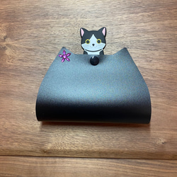 猫　マスクケース　ワイドタイプ　ネコシルエット　マスク保管ケース　マスク仮置き　プチギフト 5枚目の画像