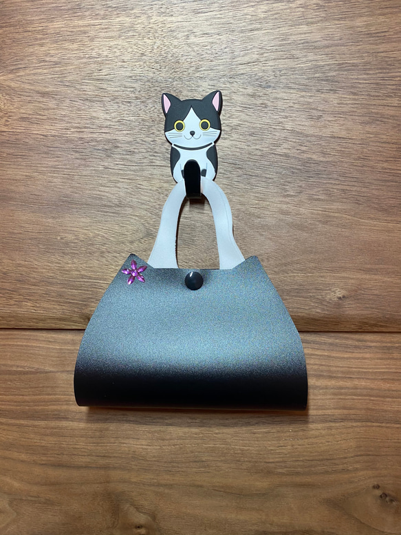 猫　マスクケース　ワイドタイプ　ネコシルエット　マスク保管ケース　マスク仮置き　プチギフト 6枚目の画像