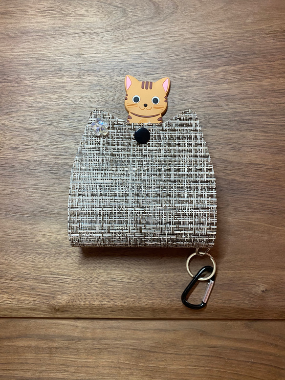 ねこ　猫　マスクケース　猫型　新作　二重タイプ　キジ　シンプル　マスク保管ケース　マスク仮置き　プチギフト 1枚目の画像