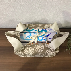 エコバッグ　コンビニエコバッグ　レジ袋型　ベージュ花柄 2枚目の画像
