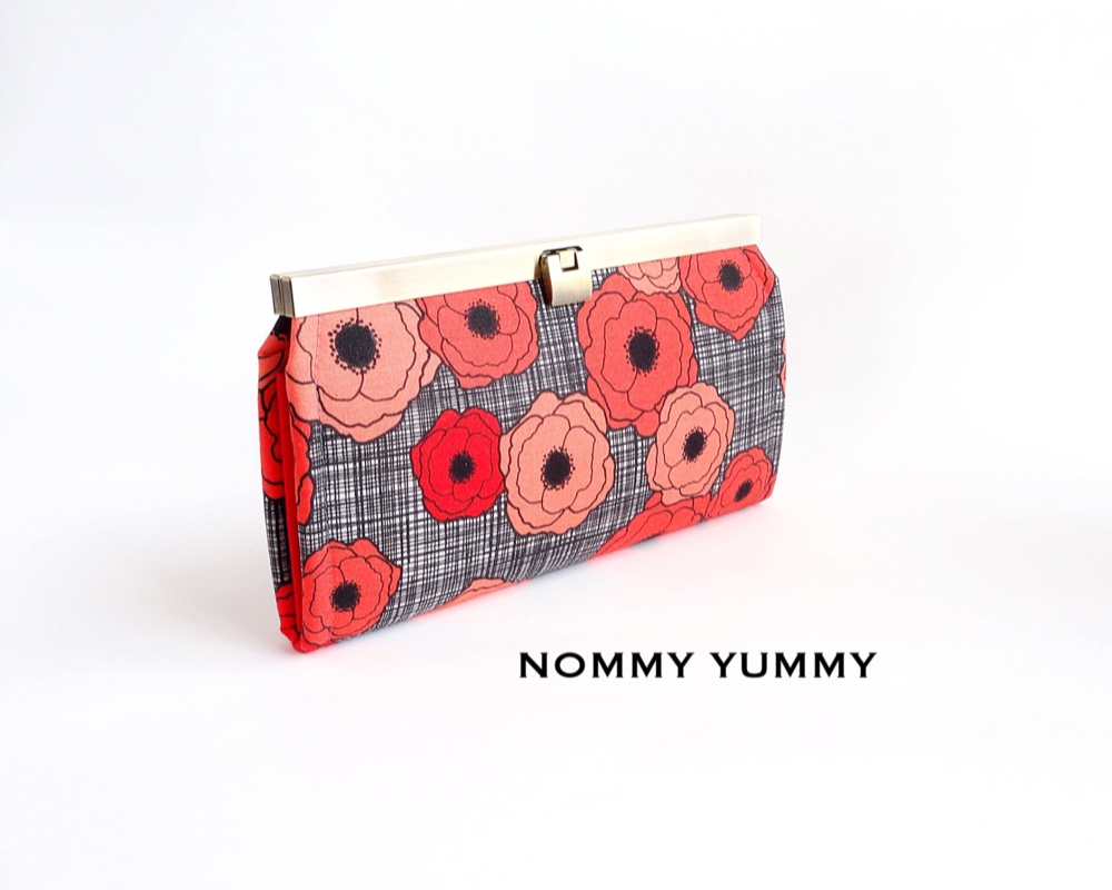 【受注制作】口金長財布   Multi Poppies Red   ＊397＊