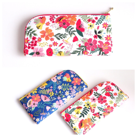 【受注制作】L字ファスナー長財布  Floral White  ＊331＊ 2枚目の画像