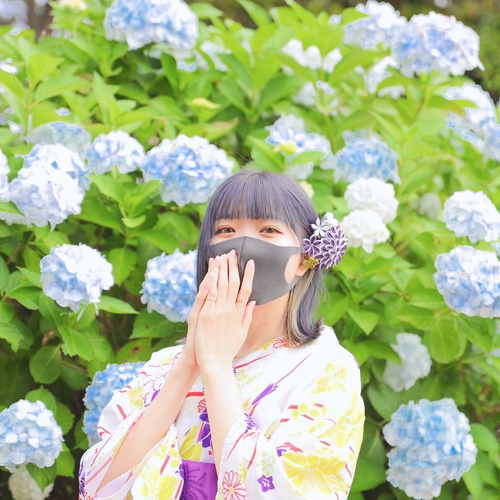 受注制作｟華やか二重剣菊の髪飾り｠つまみ細工 かんざし 紫 パープル 
