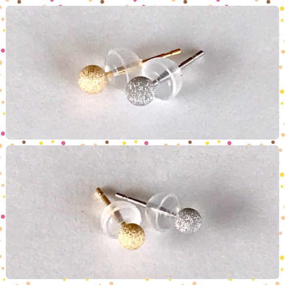 【専用プラチナ1ペア 】プラチナ&K18丸玉ピアス  3mm  片耳ずつフラッシュボールピアス pt900  & K18 5枚目の画像