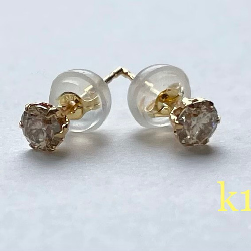 K18YG ダイヤモンド ピアス 0.04CT 計0.4ct/Pt/K18/ブラック