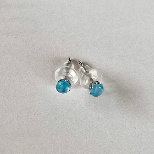 プラチナピアス シーブルーカルセドニーピアス pt900 ピアス