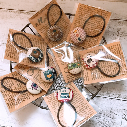 くるみボタン✳︎ヘアゴム✳︎髪ゴム✳︎8個セット✳︎ヘアゴム