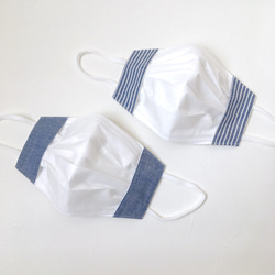 薄手＊不織布マスクカバー【デニム風ダンガリー無地・ストライプ