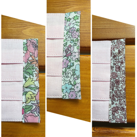 【即納】《優しいピンク》Jr./大人　サイド花柄　カラープリーツマスク　日本製cotton 7枚目の画像