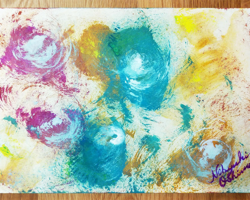 絵画★原画（1点限り）『波のしぶき／海』（アクリル水彩画 2022年7月21日） 絵画通販☆原画（1点限り）『波のしぶき』（アクリル水彩画 2022