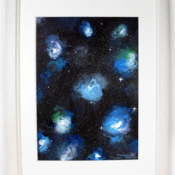 アクリル絵画「Space Paint（2020-03）」原画 額装品【手描き／宇宙・銀河・星雲・星・アート・インテリア】 1枚目の画像