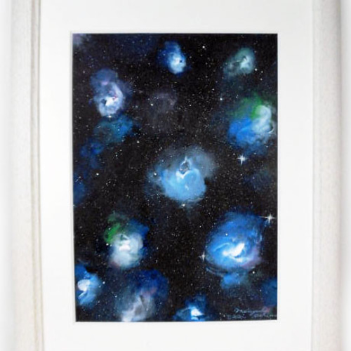 アクリル絵画「Space Paint（2020-03）」原画 額装品【手描き／宇宙 