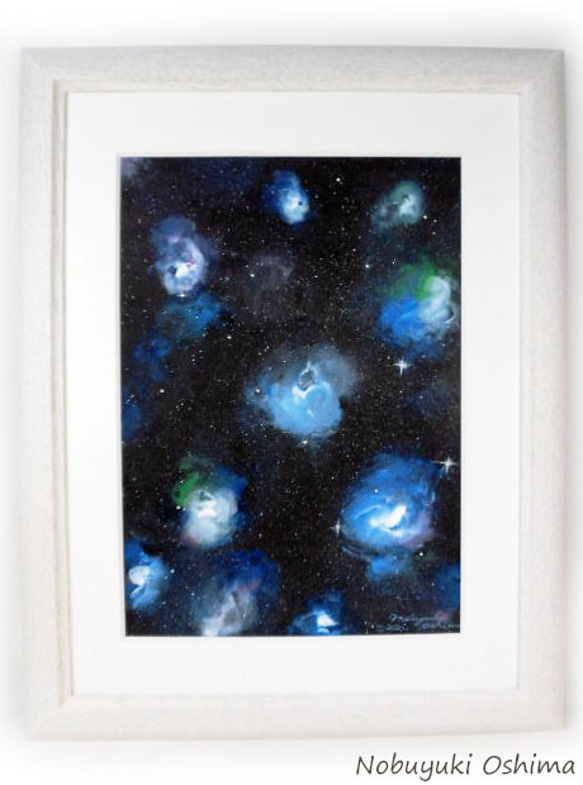 アクリル絵画「Space Paint（2020-03）」原画 額装品【手描き／宇宙・銀河・星雲・星・アート・インテリア】 1枚目の画像