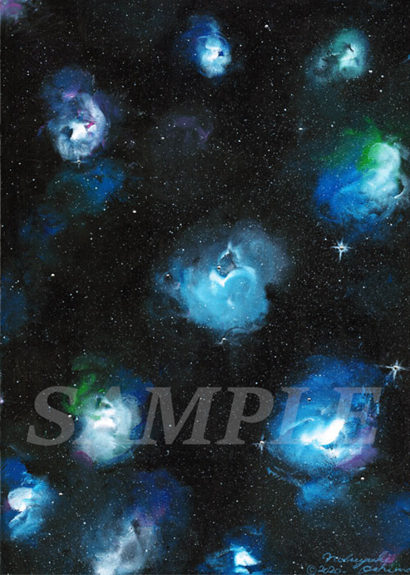 アクリル絵画「Space Paint（2020-03）」原画 額装品【手描き／宇宙・銀河・星雲・星・アート・インテリア】 2枚目の画像